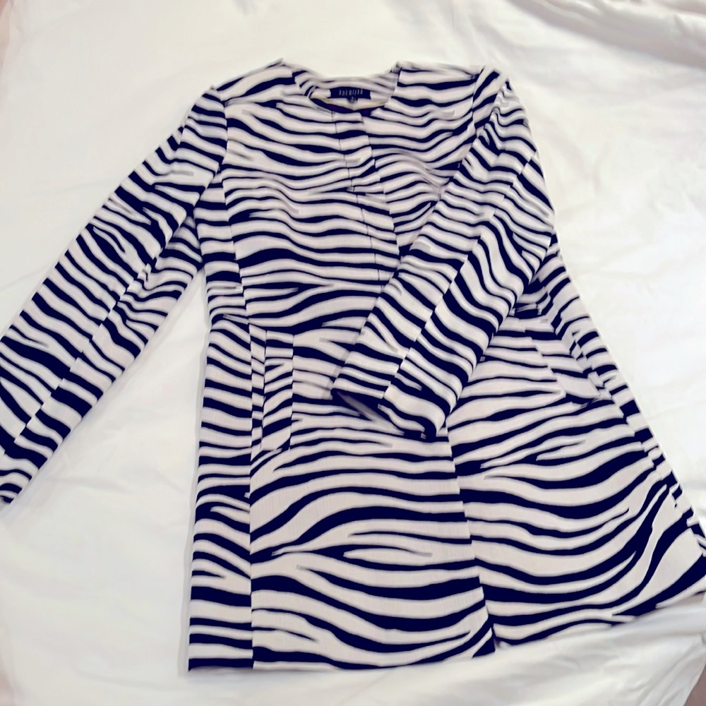 Ladies Zebra Print Long Blazer/Jacket